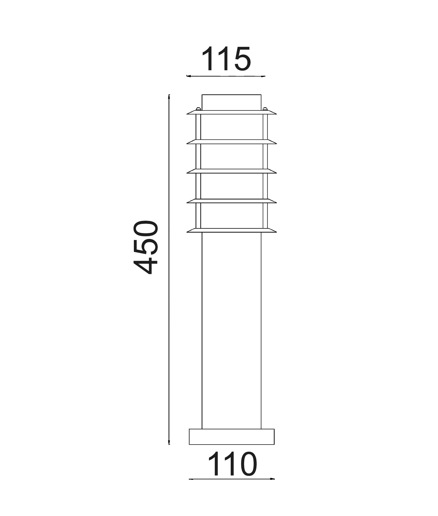 Borda Louvred Bollard Light Short 304 Stainless Steel IP44 - BORDA4